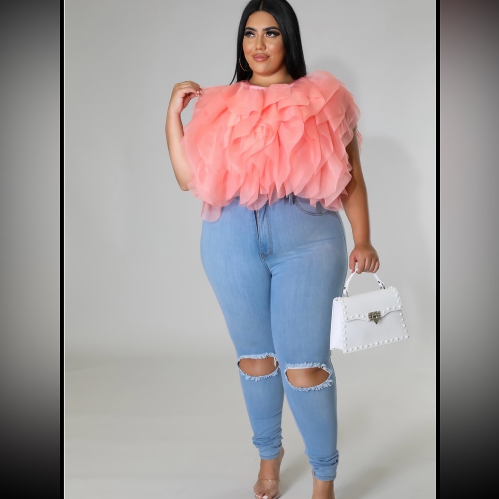 Peach ruffled top